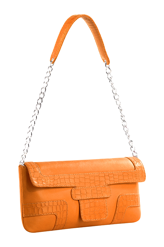 Apricot orange women's dress clutch, for weddings, ceremonies, cocktails and parties. Worn view - Florence KOOIJMAN